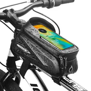 EVAハードシェルサイクリング電話フロントフレームバッグ防水自転車電話バッグバイクトップチューブバッグ