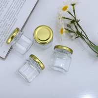 Pot à miel en verre transparent simple, pot à miel rond scellé pour la maison, pot à confiture, bouteille vide hexagonale pour nid d'oiseau, pour portionnement