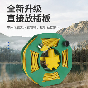 Enrouleur de câble portable Langrui Hardware, rond, vert, anti-emmêlement, rotation à 360 degrés, pour usage extérieur, voyage, camping-car - Product Image 5