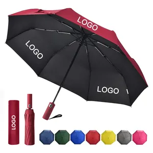 Guarda-chuva de sol totalmente automático portátil personalizado barato para mulheres, guarda-chuva dobrável de três dobras para chuva, atacado de fábrica