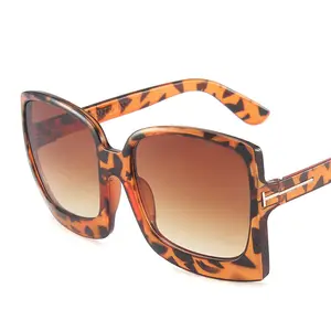 Женские солнцезащитные очки с леопардовым принтом, большие квадратные черные очки в винтажном стиле, городские солнцезащитные очки в стиле панк, 2021