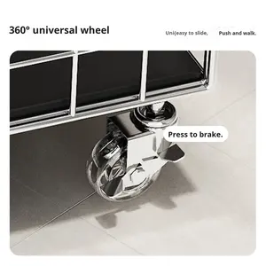 घरेलू कपड़े की टोकरी और पहियों के साथ फर्श पर खड़े बाथरूम कैबिनेट - Product Image 5