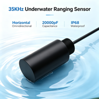 Transducteur hydroacoustique omnidirectionnel horizontal 35 kHz, étanche IP68, résistant à une pression de 1 MPa, autonomie de 150 minutes, portée sous-marine de 500 m