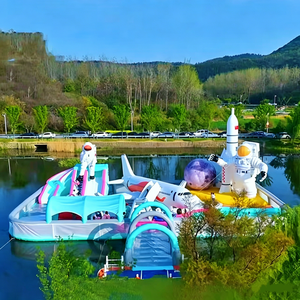 <span class=keywords><strong>Parc</strong></span> aquatique gonflable commercial sur le thème de l'espace, grand château flottant extérieur pour enfants et adultes - Product Image 1