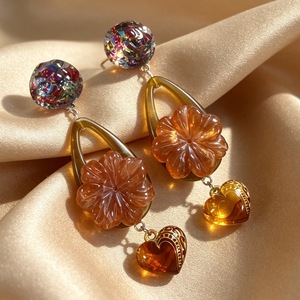 Ethnic Vintage Teardrop Flower <b>Stud</b> <b>Earrings</b> New Chinese Orange Petal Dangle <b>Earrings</b> Heart <b>Crystal</b> Pendant Women Ear Jewelry - Product Image 6