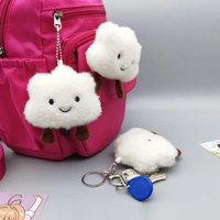 Porte-clés en peluche nuage souriant, mini poupée en peluche mignonne, jouets en gros, décorations pour sacs et pendentifs