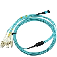 Kabel Breakout 8F OM3 MPO ke LC 40G/100G Multimode Fiber Optic Patch Cord LSZH untuk Switch Kepadatan Tinggi Pusat Data