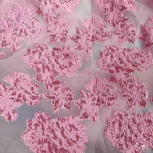 Penjualan laris Tiongkok kain Jacquard Organza populer bunga mawar Bronzing renda Trim Afrika Tulle gaun malam kain renda - Product Image 2