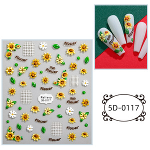 Cheap Price New 5D Nail Art <b>Stickers</b> Embossed Colorful <b>Flower</b> Nail <b>Stickers</b> - Product Image 5