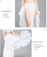 Robes de Danse Orientale Blanches à Fente Haute, Jupes Longues et Costumes de Scène Sexys
