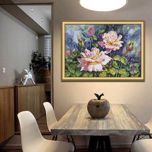 NKF Vintage Rose <span class=keywords><strong>punto</strong></span> <span class=keywords><strong>de</strong></span> <span class=keywords><strong>cruz</strong></span> planta <span class=keywords><strong>de</strong></span> estilo europeo sala <span class=keywords><strong>de</strong></span> estar pintura decorativa Simple pequeño autobordado Kit <span class=keywords><strong>de</strong></span> Material DIY - Product Image 1