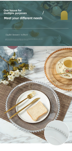 Plaque de chargeurs de vaisselle transparente de luxe de 8 pouces 13 pouces à <span class=keywords><strong>bord</strong></span> doré pour la location de mariage - Product Image 6