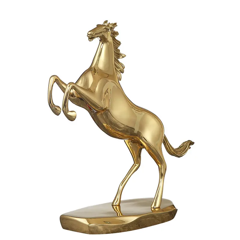 Escultura de cobre personalizada de fábrica, escultura de caballo de China, decoración artística del hogar de oro