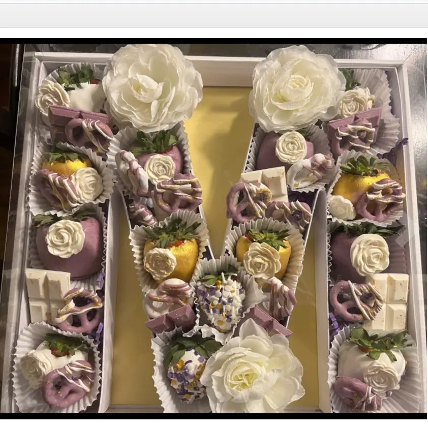 Caixas de papelão doce forma de alfabeto, caixas de morango, caixa de presente em forma de carta para embalagem de flores