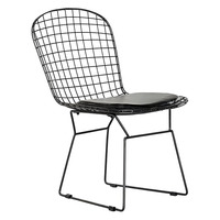 Chaise de salle à manger moderne en fil de fer avec siège rembourré, base en métal et dossier pour salon et hôtel