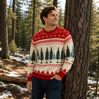 Pulls de Noël moches tricotés sur mesure, fabriqués directement en usine, à bas prix, rouges pour hommes, pulls décontractés à col rond pour Noël