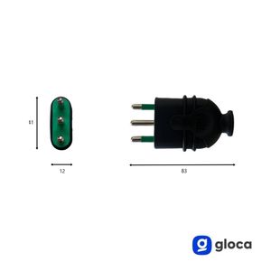 Gloca 5x Prise volante professionnelle 16A 2P+T noire mâle norme italienne 250V - Product Image 3