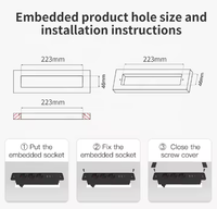Multiprise encastrée standard allemande, design ovale, gain de place, avec prise USB intégrée pour la maison, la cuisine, le bureau