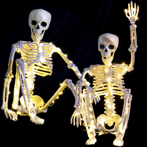 <span class=keywords><strong>Squelette</strong></span> en plastique de 165 cm pour Halloween, <span class=keywords><strong>squelette</strong></span> complet suspendu, décoration fantôme humaine avec lumière LED, pour intérieur et extérieur, accessoire pour maison hantée - Product Image 2