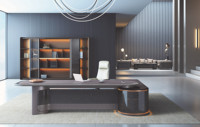 Ensemble de mobilier de bureau moderne de luxe pour entreprises, bureau de direction en L avec armoire de rangement, construction métallique, garantie 5 ans