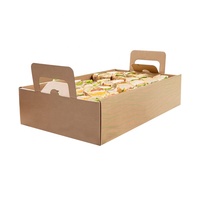 Grand plateau de traiteur à emporter Kraft pour beignet Bagel Donut Cake Food Delivery Sandwich Boîte à double tiroir Support pour table à vapeur