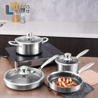 Set Peralatan Masak Wajan dan Panci Anti Lengket Tri-ply Honey Comb dari Supplier OEM, Set Panci dan Wajan Anti Lengket Hybrid dari Baja Tahan Karat 304