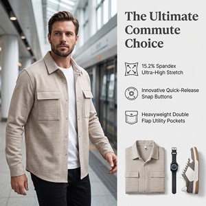 Chemise Homme Oversize Haute Qualité Ultra Extensible avec Boutons Pression et Poches à Double Rabat, en Spandex – Vente en Gros - Product Image 2