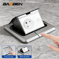 BAOBEN Prise de sol escamotable en acier inoxydable de type 120, prise de sol israélienne dissimulée étanche de classe 6 avec connecteur pour ordinateur