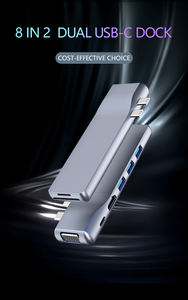 Vente chaude 8-en-2 double <span class=keywords><strong>USB</strong></span>-<span class=keywords><strong>C</strong></span> Hub <span class=keywords><strong>Dock</strong></span> 4K pour HDMI VGA PD 100W 3.0 SD/TF lecteur de carte en alliage d'aluminium MacBook <span class=keywords><strong>Pro</strong></span>/Air Windows - Product Image 4