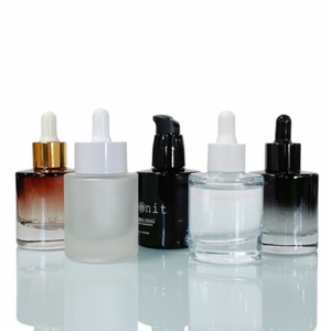 <b>Clear</b> 30ml 40ml 50ml Round Luxury Thick Cosmetic Face Hair Glass Serum Essential Oil Dropper Bottle with Gold Dropper Cap - Product Image 6