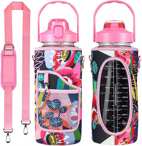 <strong>2L</strong> Portable Handfree Tritan <strong>Bottle</strong> Motivational Time Marker Jug Fitness Gym Sport Water <strong>Bottle</strong> With Handle&amp;Straw Phone Sleeve - Product Image 4