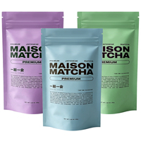 Sachet refermable personnalisé en Mylar de qualité alimentaire avec fermeture éclair pour poudre de thé vert Matcha