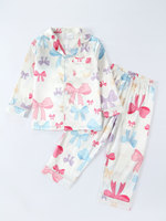 Nouveaux pyjamas en satin de style européen et américain pour garçons et filles, imprimés, à manches longues, vêtements de maison, ensemble deux pièces