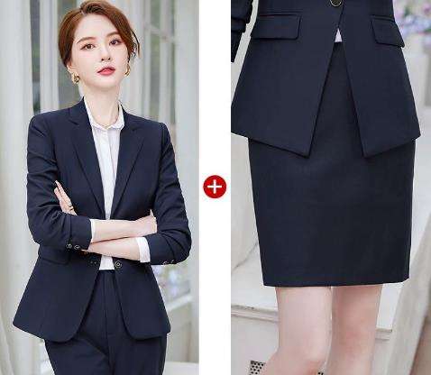 Traje azul marino + falda