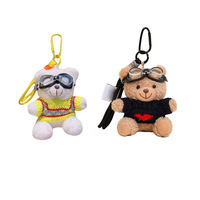 Vente en gros : Pendentif de sac et porte-clés personnalisés en peluche douce en forme d'ours, mini porte-clés en peluche ours avec lunettes amovibles