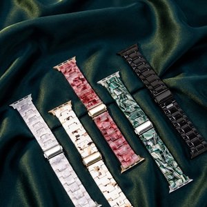 Bracelet de montre en résine écaille de tortue <span class=keywords><strong>pour</strong></span> <span class=keywords><strong>Apple</strong></span> <span class=keywords><strong>Watch</strong></span> Series 11 10 9 8 <span class=keywords><strong>7</strong></span> 6 38mm 42mm, bracelet léger au toucher chaud <span class=keywords><strong>pour</strong></span> femmes - Product Image 1