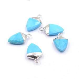 Pendentif en howlite 17-19 mm en laiton plaqué argent en forme de bouclier avec anneau pour la fabrication de bijoux - Product Image 6