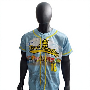 Camiseta de Béisbol Real Brothers para Hombre, Manga Corta, Sólida, Transpirable, de Secado Rápido, Talla Grande, Poliéster, Cierre de Botones, Personalizable para Equipo - Product Image 2