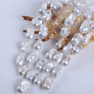 Bán Buôn 14-18Mm 7Inch Màu Trắng Lớn Baroque Hình Dạng Ngọc Trai Nước Tươi Đối với Trang Sức Làm - Product Image 2