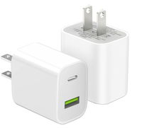 Bloc chargeur USB C à charge rapide, adaptateur multiport PD3.0 20W, chargeur rapide QC 3.0, port USB pour iPhone 16/15/14/13