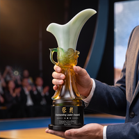 Trophée artisanal en céramique émaillée Liuli, culture traditionnelle chinoise personnalisée, ornement commémoratif pour anniversaire d'entreprise