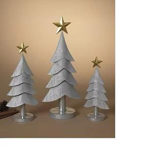 Árboles metálicos decorativos Árbol de Navidad de metal de nuevo diseño Árbol de Navidad de metal con acabado negro una base de madera - Product Image 5