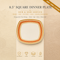 Fournisseur OEM ODM de vaisselle en mélamine : Assiette carrée pour salade, plat de service pour petit-déjeuner d'hôtel, assiette à repas quotidienne à paroi épaisse