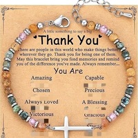 Bracelet en pierre naturelle CYNYA 4 mm, fait main, avec fermoir croix en acier inoxydable, réglable, bijou spirituel, cadeau pour femme
