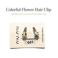 Pinces à cheveux en cristal argenté de luxe avec strass colorés et fleurs en perles décoratives pour femmes, 2 pièces/ensemble