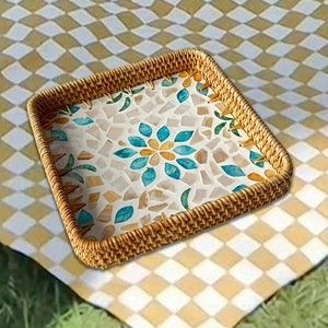 Handwoven Durable Stylish Rattan Tray From Vietnam Natural Material Storage Basket for <b>Serving</b> Snacks Direct Factory Supply - Product Image 4