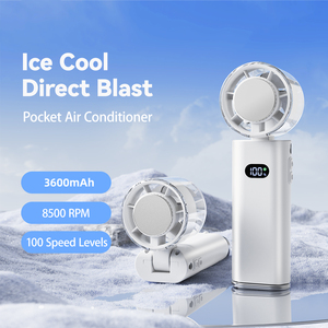 Ventilador de Cuello Portátil Recargable con Pantalla Digital, Compresa Fría, Color Rosa, 5W, Alimentado por Batería, para Interiores y Exteriores - Product Image 1