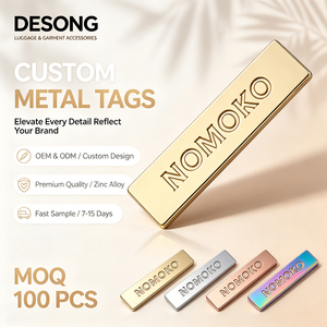 Luxury <b>Gold</b> Plated Metal Garment Label Custom Logo Embossed Zinc Alloy Metal Tag for Fashion <b>Clothes</b> Tops - Product Image 1