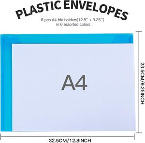 Nhựa tập tin thư mục cho các tài liệu 6 cái nhựa phong bì tái sử dụng rõ ràng tập tin thư mục tập tin túi tài liệu chủ A4 Kích thước - Product Image 2