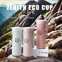Haute qualité 500ML tasse de paille réutilisable Portable paille de blé tasse d'eau en plastique respectueux de l'environnement Logo personnalisable tasse cadeau